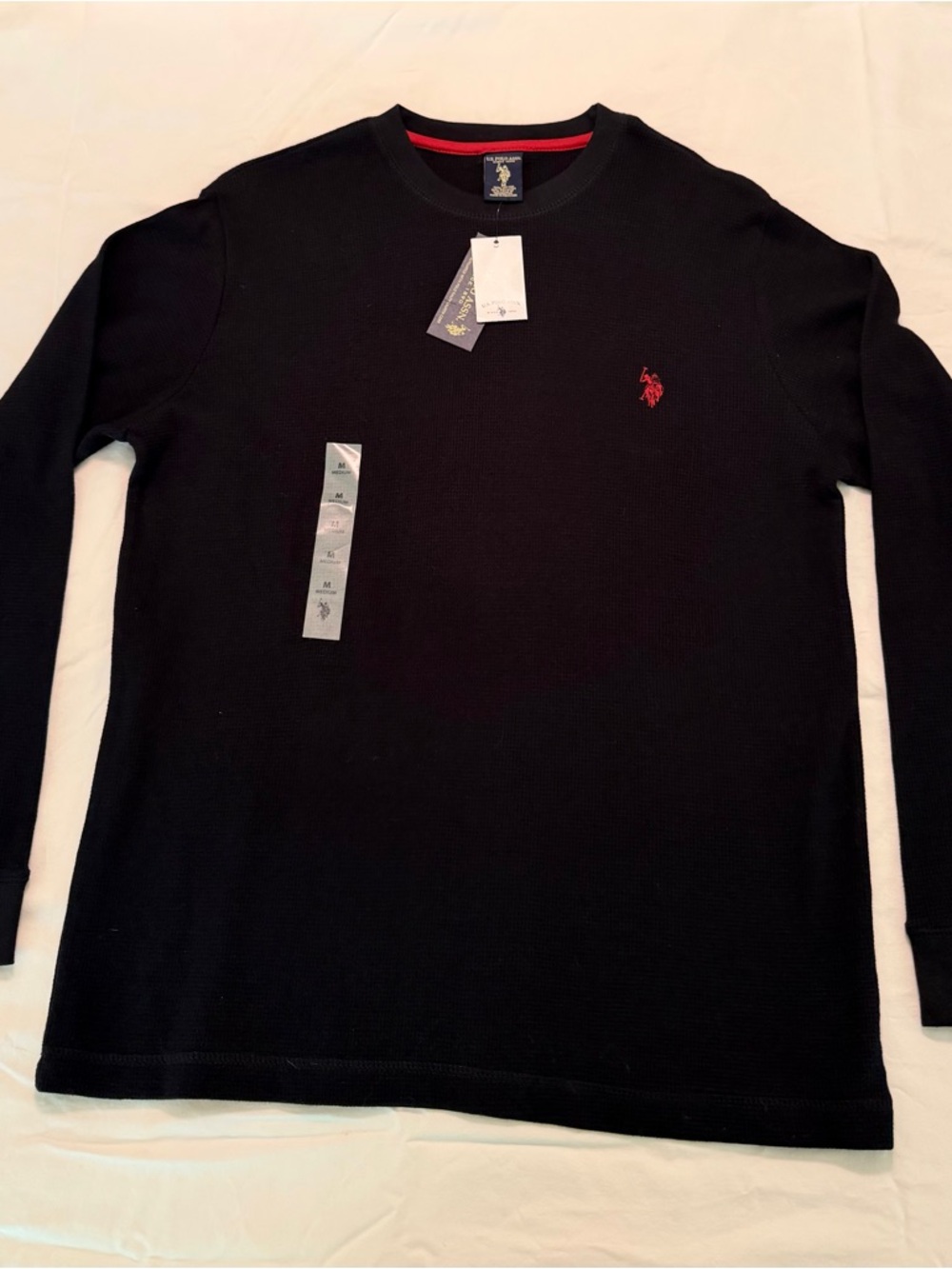 U.S. Polo Assn. Men’s M Black Crewneck Thermal Pullover Long Sleeve